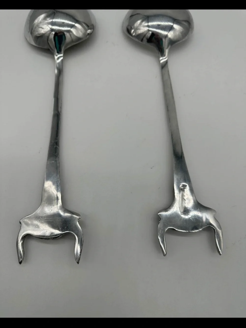 Western Longhorn Steer Salad Servers Silver Tone Ranch Kitchen Set